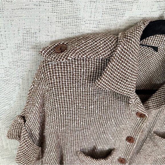 Vintage brown and white tweed jumpsuit with shoulder pads - Picture 7 of 7